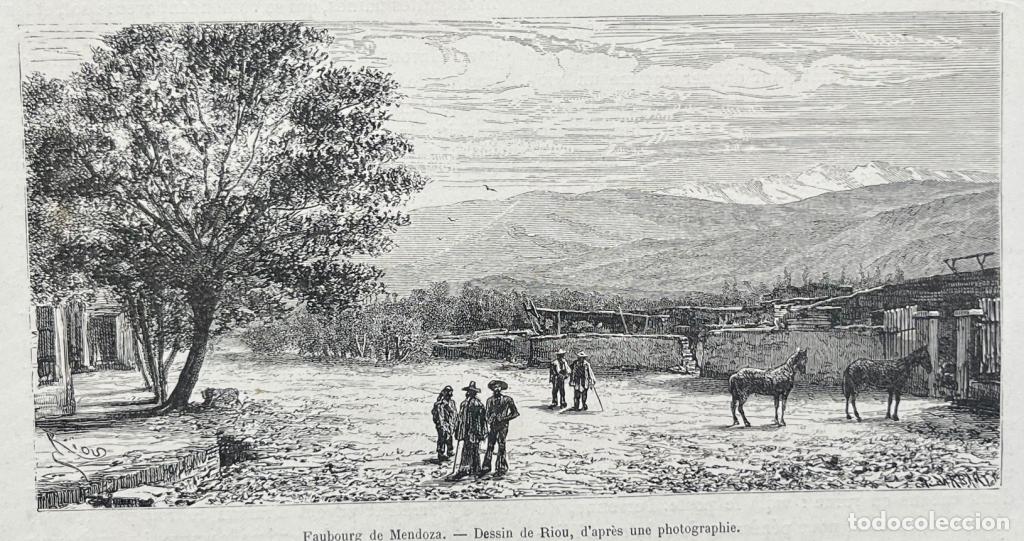 Arte: Suburbio de la localidad de Mendoza (Argentina), 1862. Riou