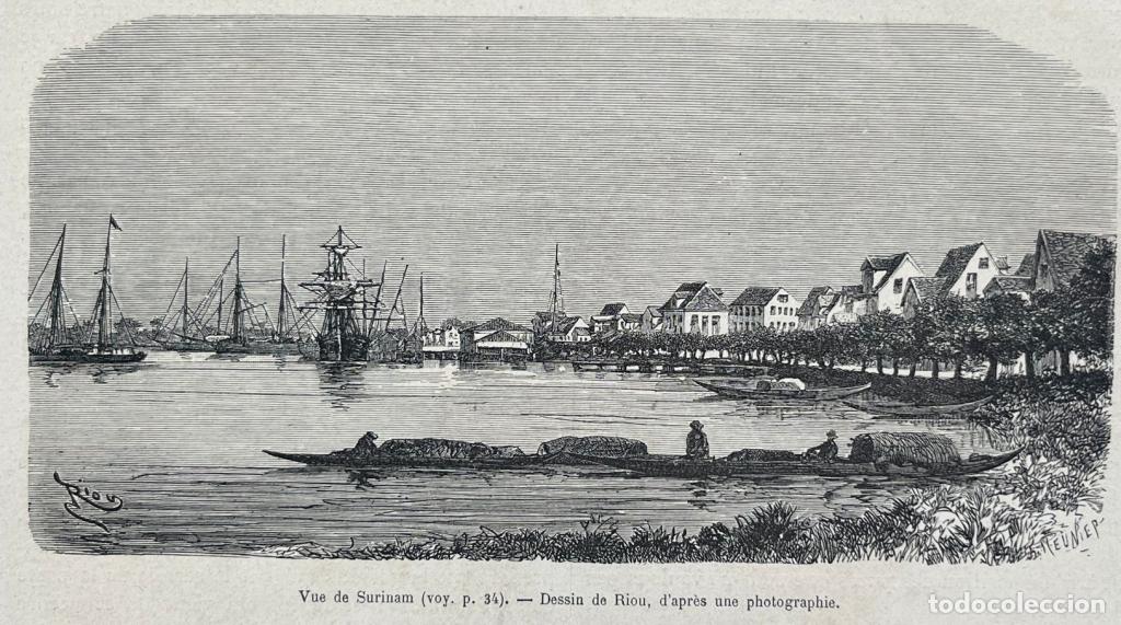 Art: Vista panor&aacute;mica de Surinam (Am&eacute;rica del sur), 1880. Riou/Meunier