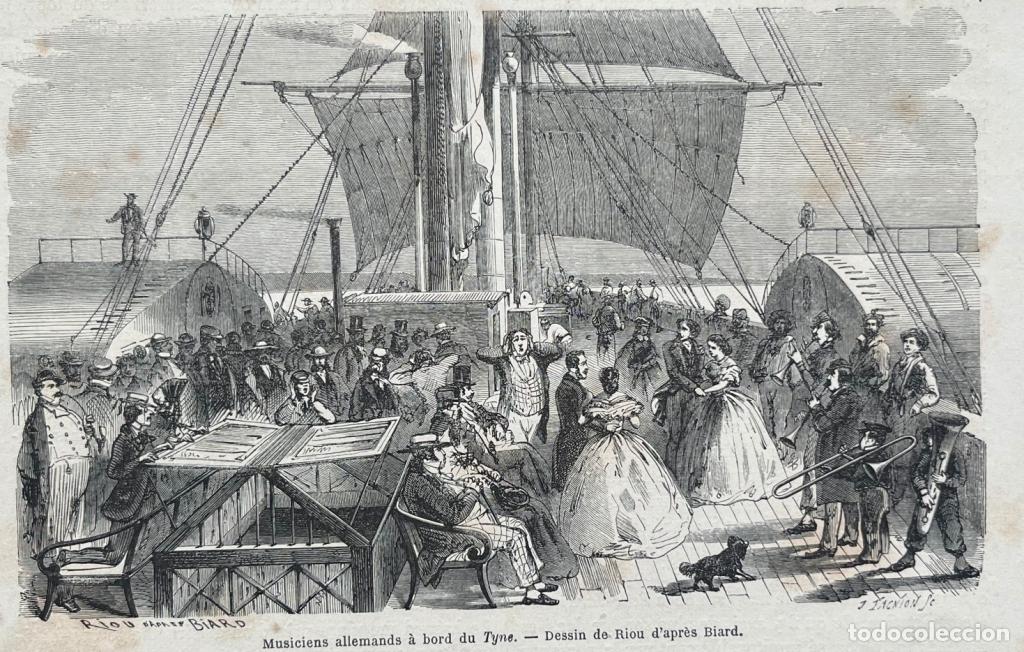 Arte: M&uacute;sicos alemanes a bordo del Tyne hacia R&iacute;o de Janeiro (Brasil), 1861. Riou/Biard/Tacnion