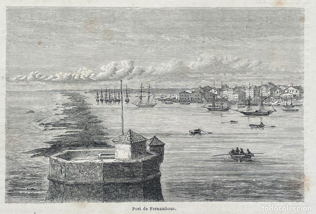 Art: Vista de Recife en Pernambuco y calle de R&iacute;o de Janeiro (Brasil, 1861. Riou/Biard/Gauchard
