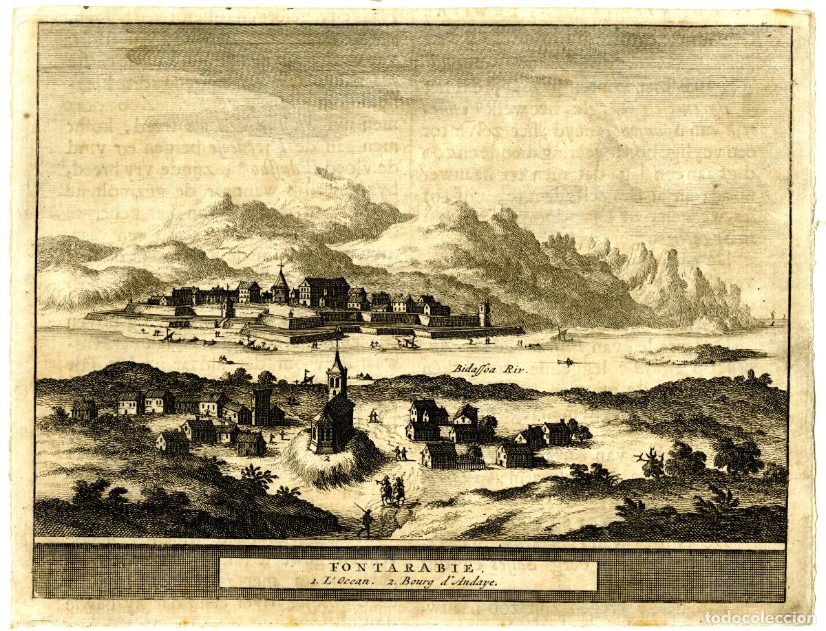 Arte: Fuenterrab&iacute;a. Vista general. Leiden, 1707 - Foto 1