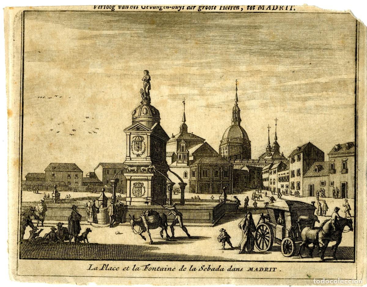 Arte: Madrid. La Fontaine e la place de la Cebada. Leiden, 1707 - Foto 1