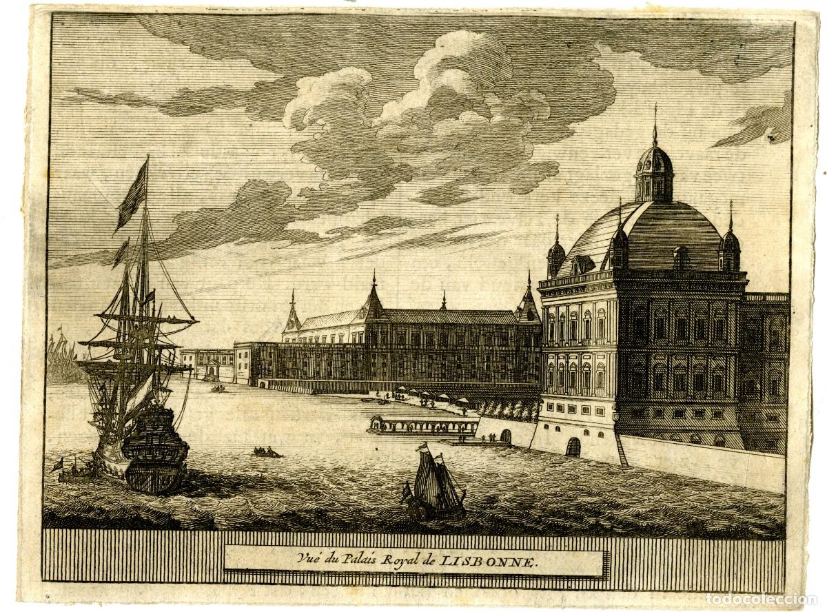 Arte: Lisboa. Vista del palacio real. Leiden, 1707 - Foto 1