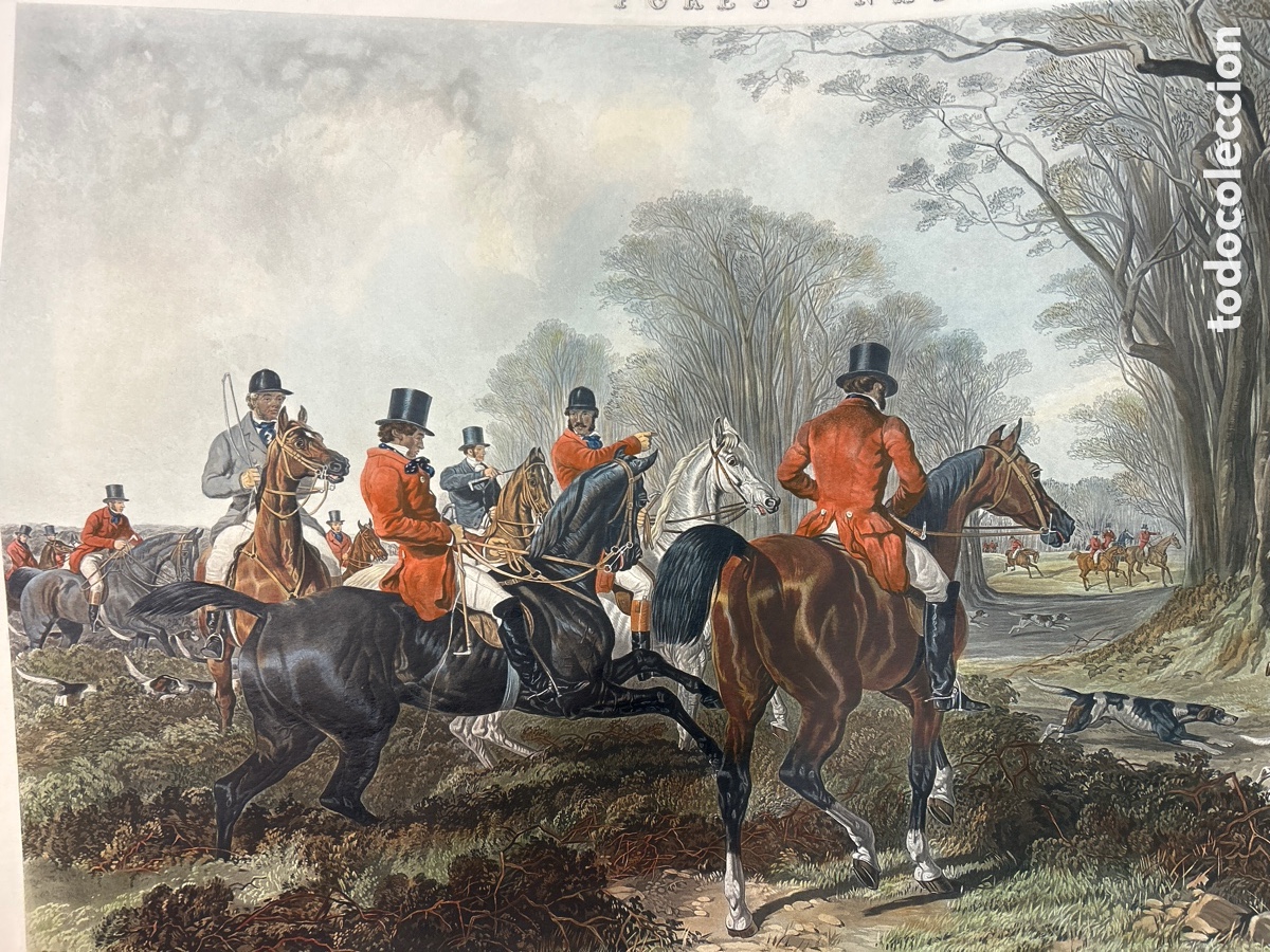 Arte: Gran grabado FORES&rsquo;S NATIONAL SPORTS FOX-HUNTING