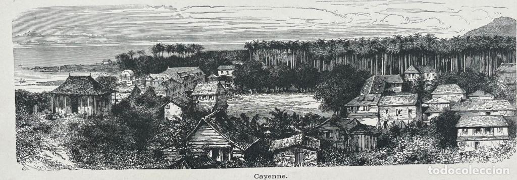 Arte: Vista panor&aacute;mica de Cayena (Guayana, Francia), 1880. Riou/Laplante