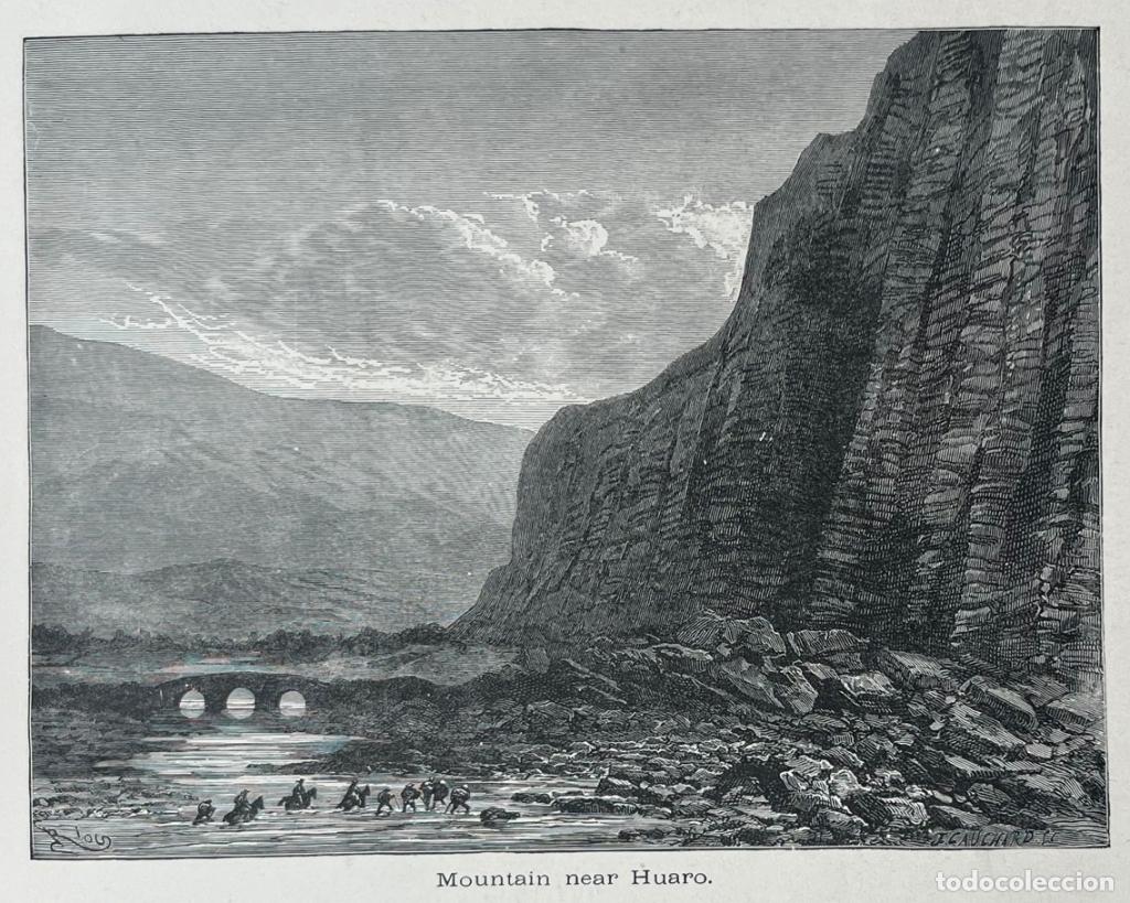 Arte: Paisaje y monta&ntilde;a de Huaro, Cuzco (Per&uacute;), hacia 1880. Riou/Gauchard