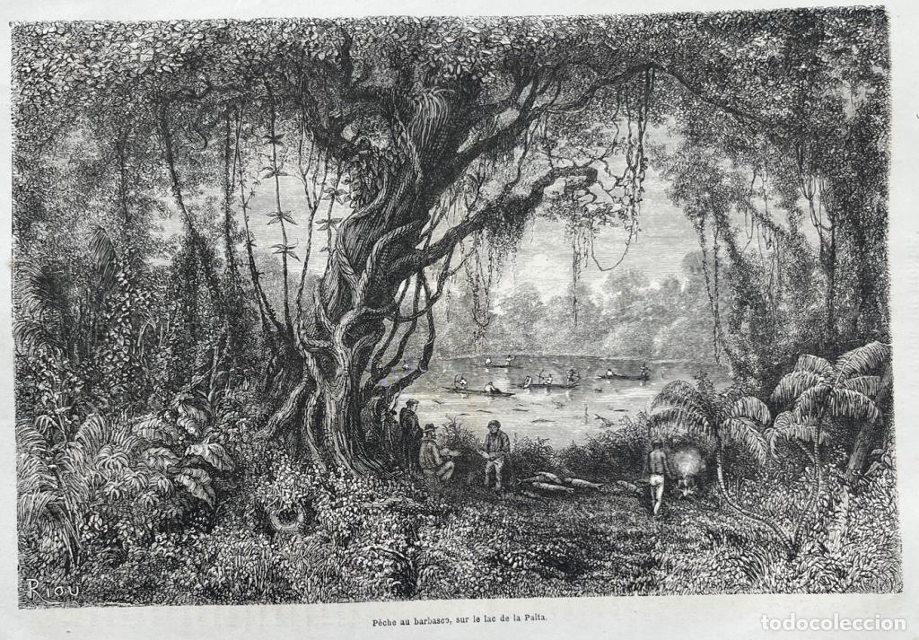 Kunst: Lago de la Palta, pesca fluvial y pez candiru (Per&uacute;), 1862. Riou/P.M.