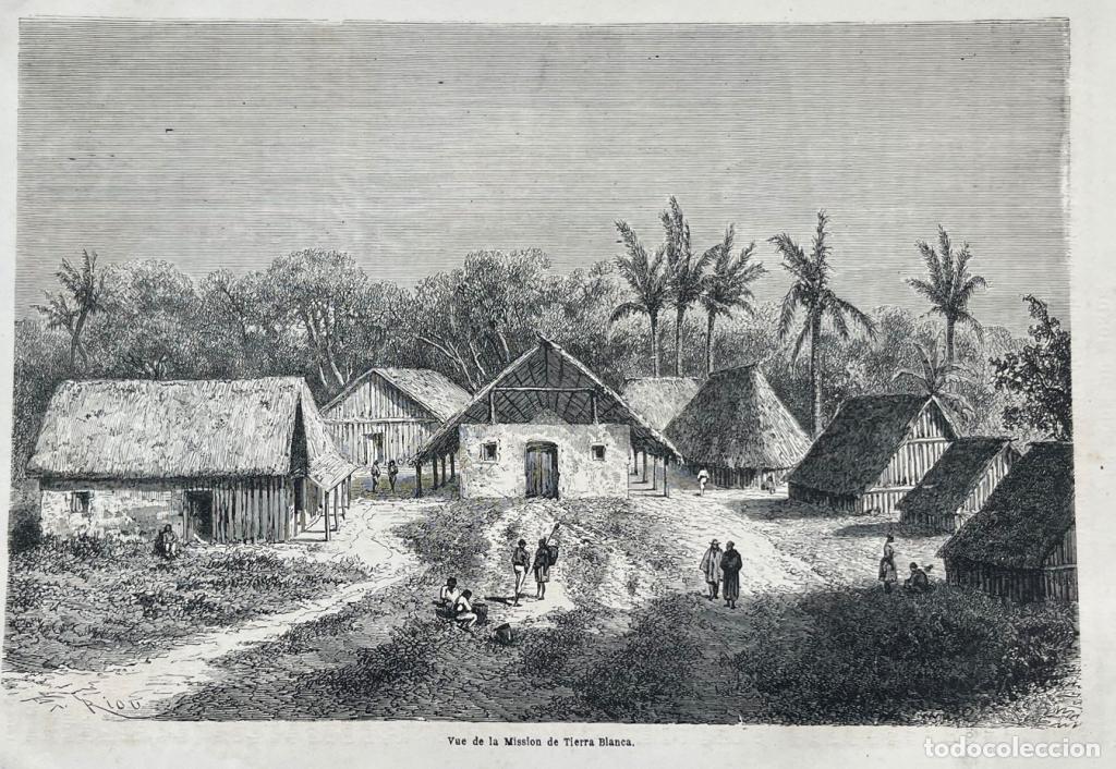 Arte: Vista de la misi&oacute;n de Tierra Blanca (Ucayali, Per&uacute;), 1862. Riou