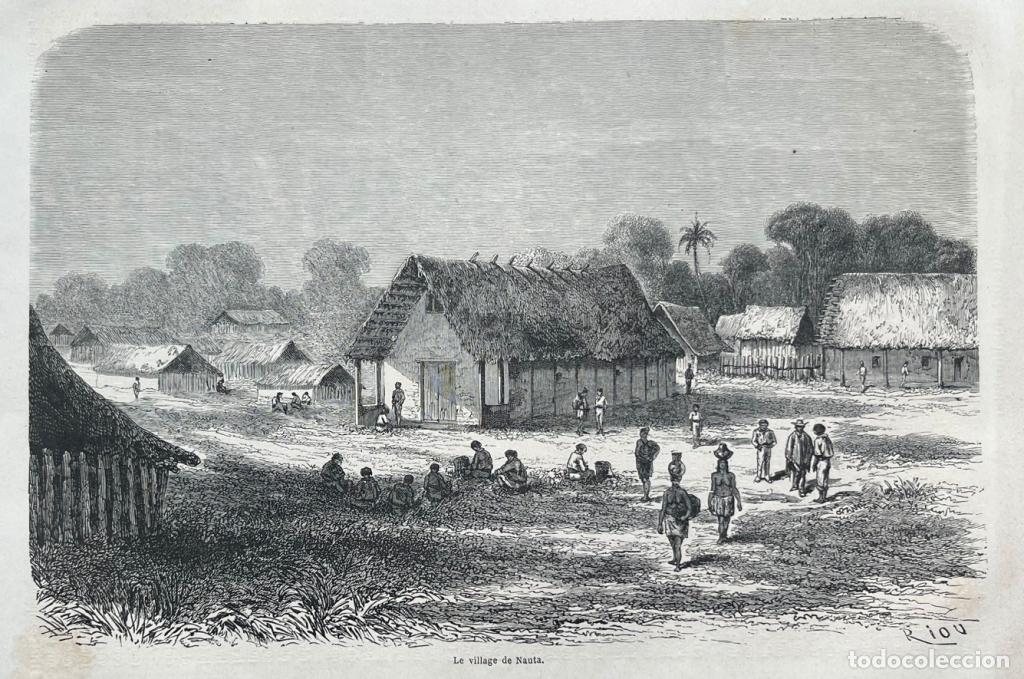 Arte: Vista de la villa de Nauta (Loreto, Per&uacute;), 1866. Riou