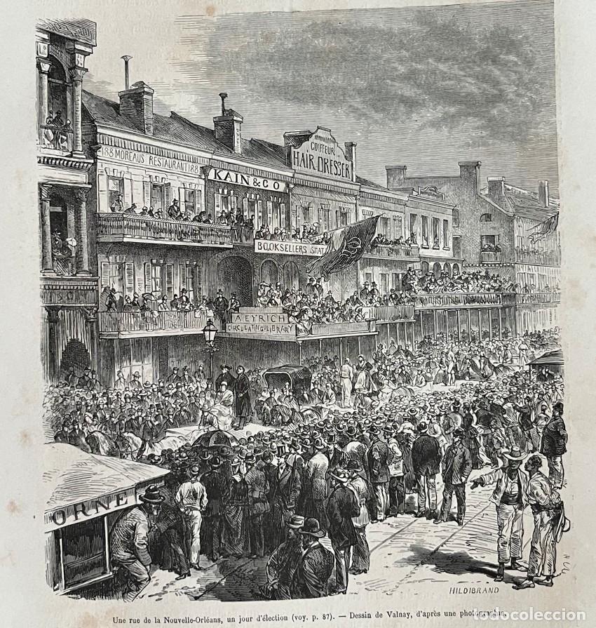 Kunst: D&iacute;a de elecciones en una calle de Nueva Orle&aacute;ns (Luisiana, EE.UU), ca. 1876. Valnay/Hildibrand