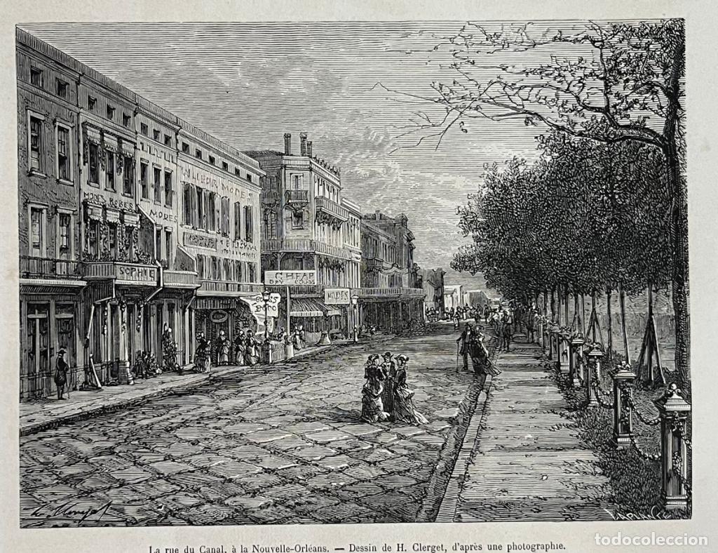 Arte: Vista de la calle del Canal en Nueva Orle&aacute;ns (Luisisna, EE.UU), hacia 1876. Clerget/Laplante