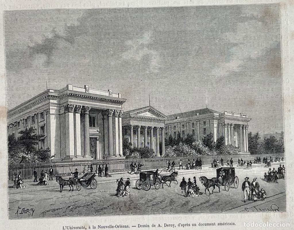 Kunst: Edificios de la universidad en Nueva Orle&aacute;ns, Luisiana (EE.UU), hacia 876. Deroy/Laplante