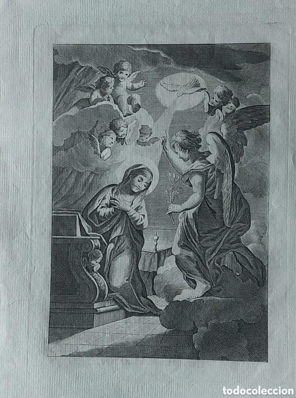 Arte: Grabado de &rdquo;La Anunciaci&oacute;n&rdquo; de Maella de 1785. - Foto 1