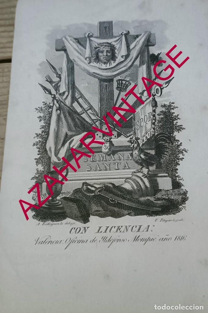 Arte: 1816, GRABADO ALEGORICO DE LA SEMANA SANTA, VICENTE PELEGUER, 95X150MM