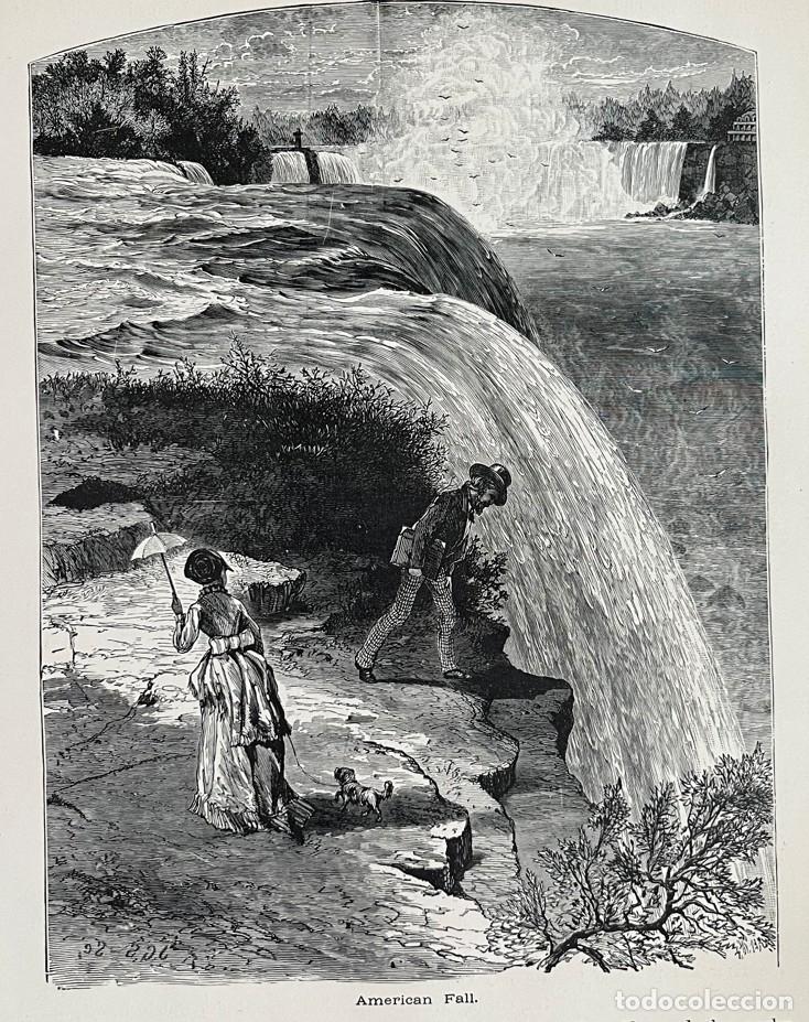 Arte: Vista de cataratas de EEUU, 1880.