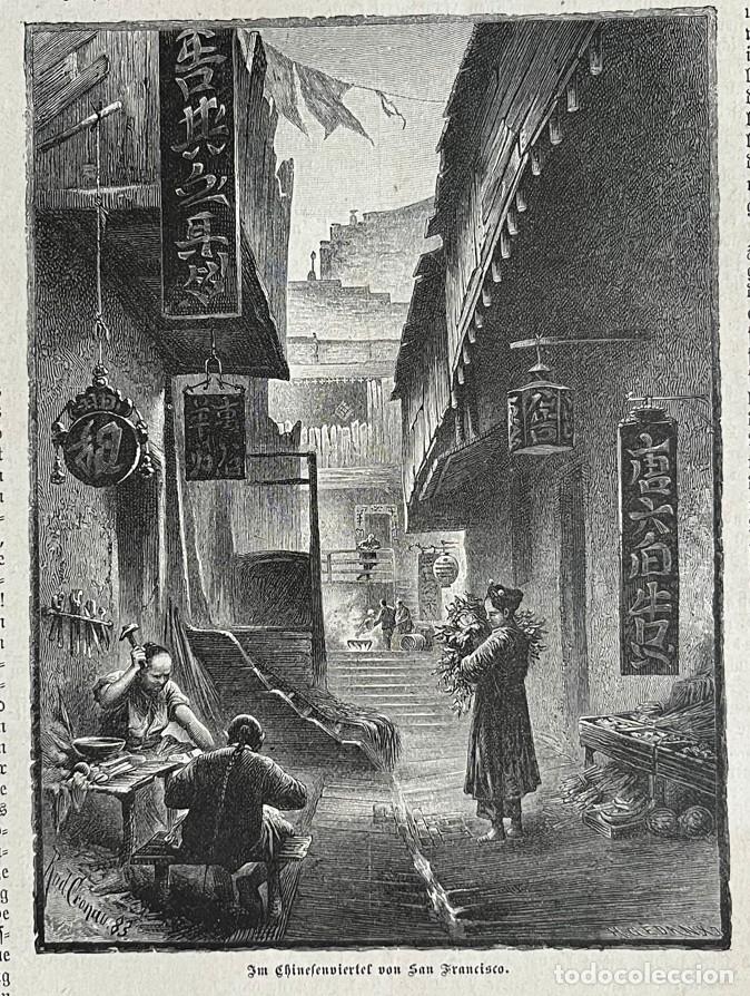 Arte: Barrio chino de San Francisco (California, EE.UU), 1883. Cronau/Gedan
