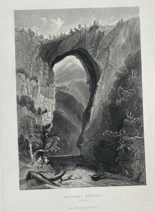 Arte: Puente rocoso natural en Virginia, 1880. The picturesque Word