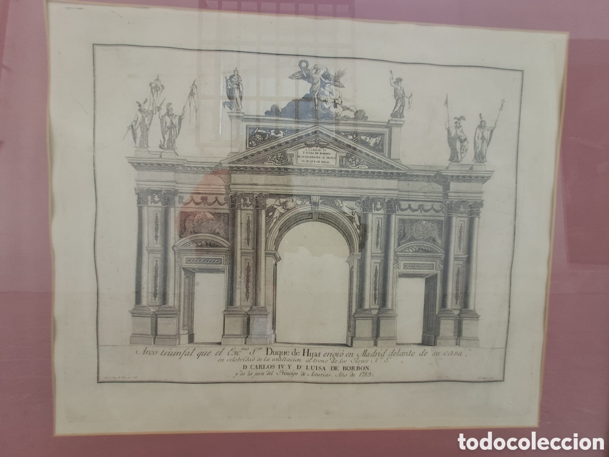 Arte: Grabado s. XVIII. Arco triunfal. - Foto 3