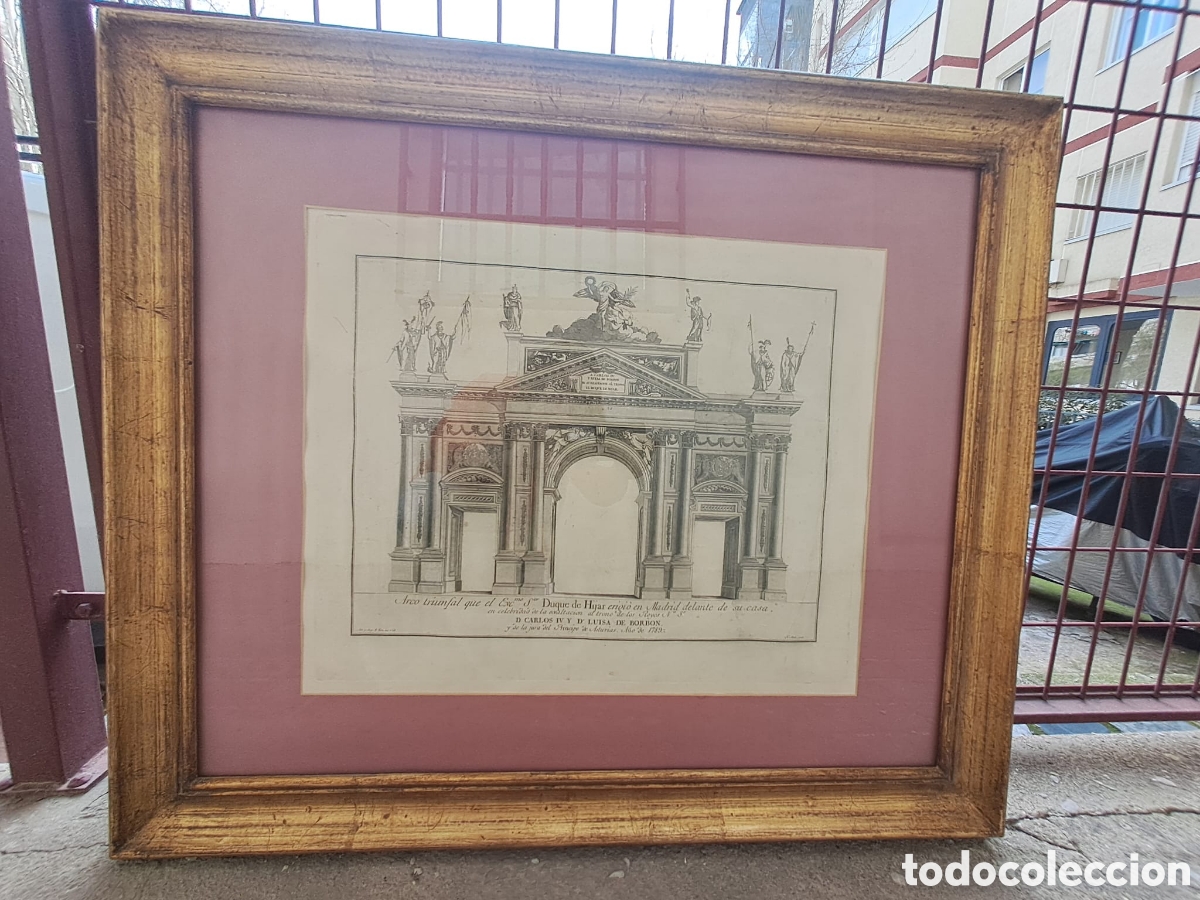 Arte: Grabado s. XVIII. Arco triunfal. - Foto 1
