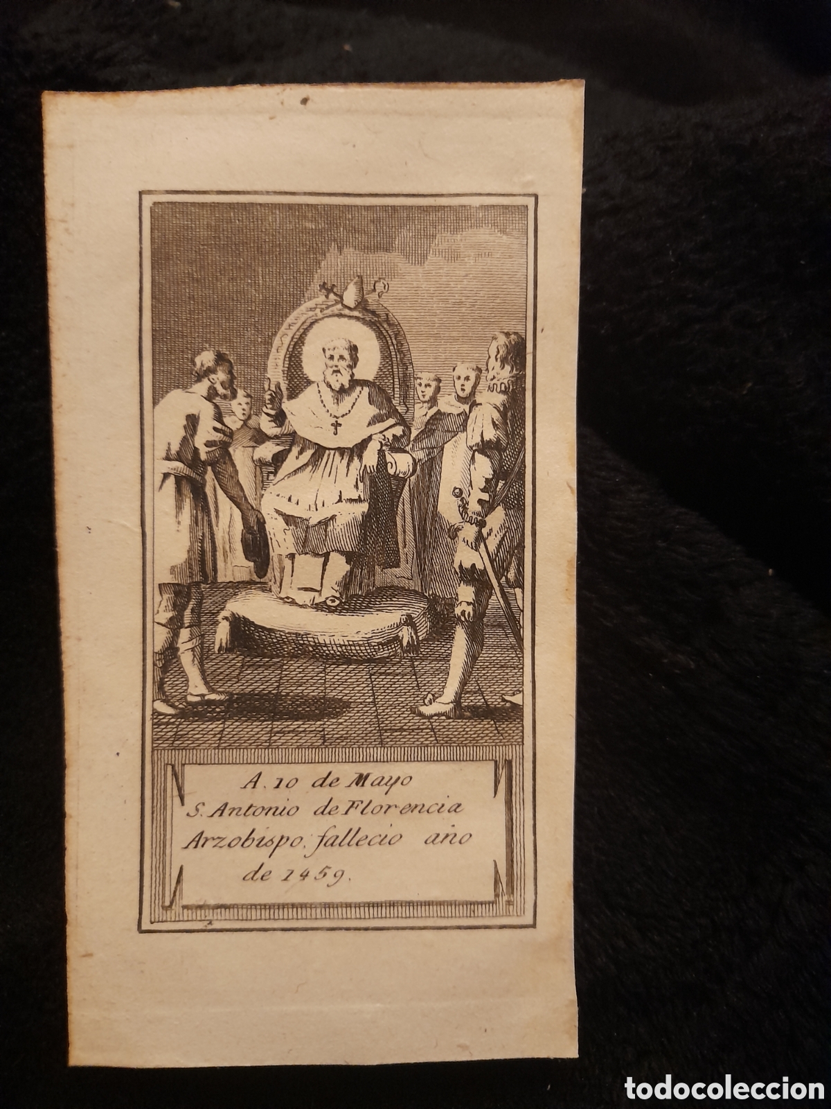 Art: Antiguo grabado. San Antonio de Florencia.10 de mayo. Mide 12x6'6cm. Sobre 1802
