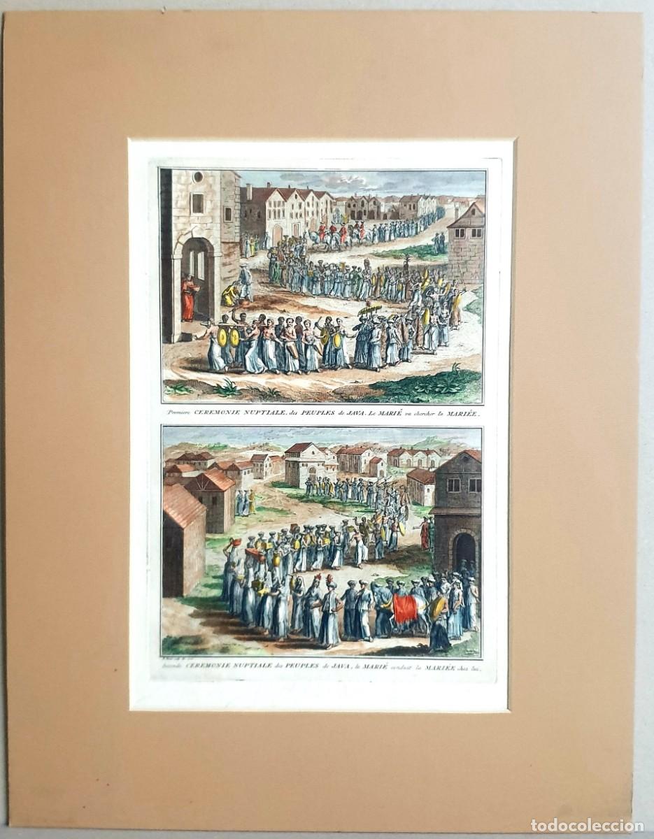 Arte: Grabado al cobre. B. Picart. Ceremonies Nuptiales des peuples de Java. 1789 - Foto 2