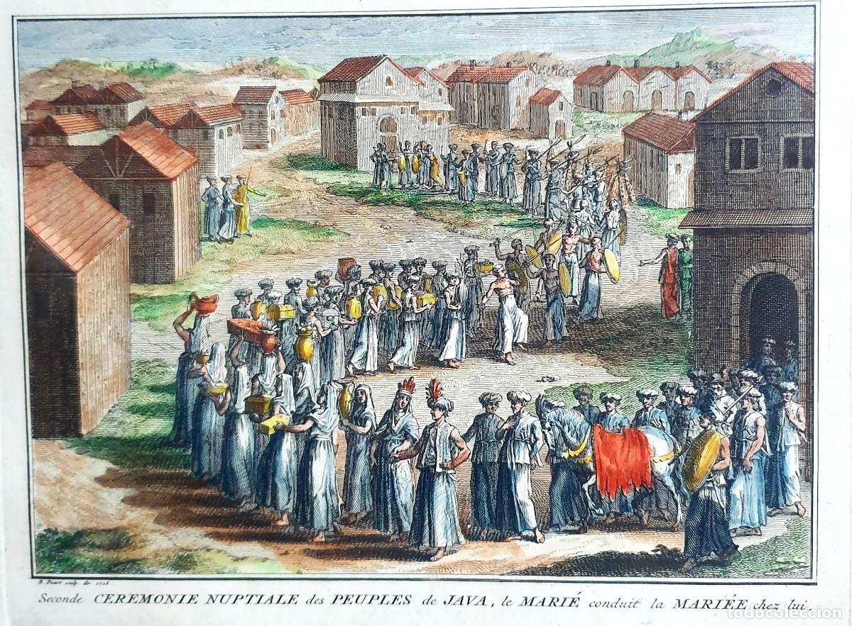 Arte: Grabado al cobre. B. Picart. Ceremonies Nuptiales des peuples de Java. 1789 - Foto 4