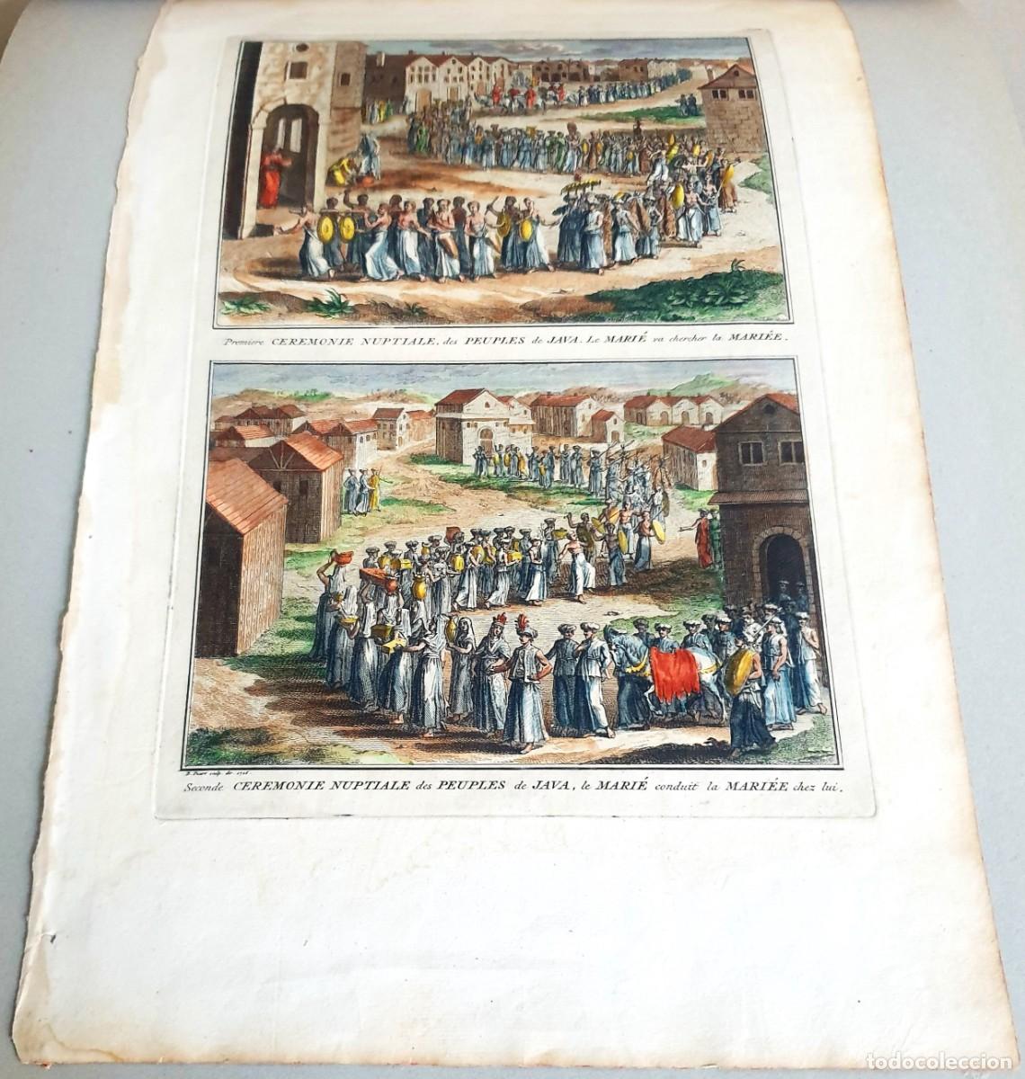 Arte: Grabado al cobre. B. Picart. Ceremonies Nuptiales des peuples de Java. 1789 - Foto 5