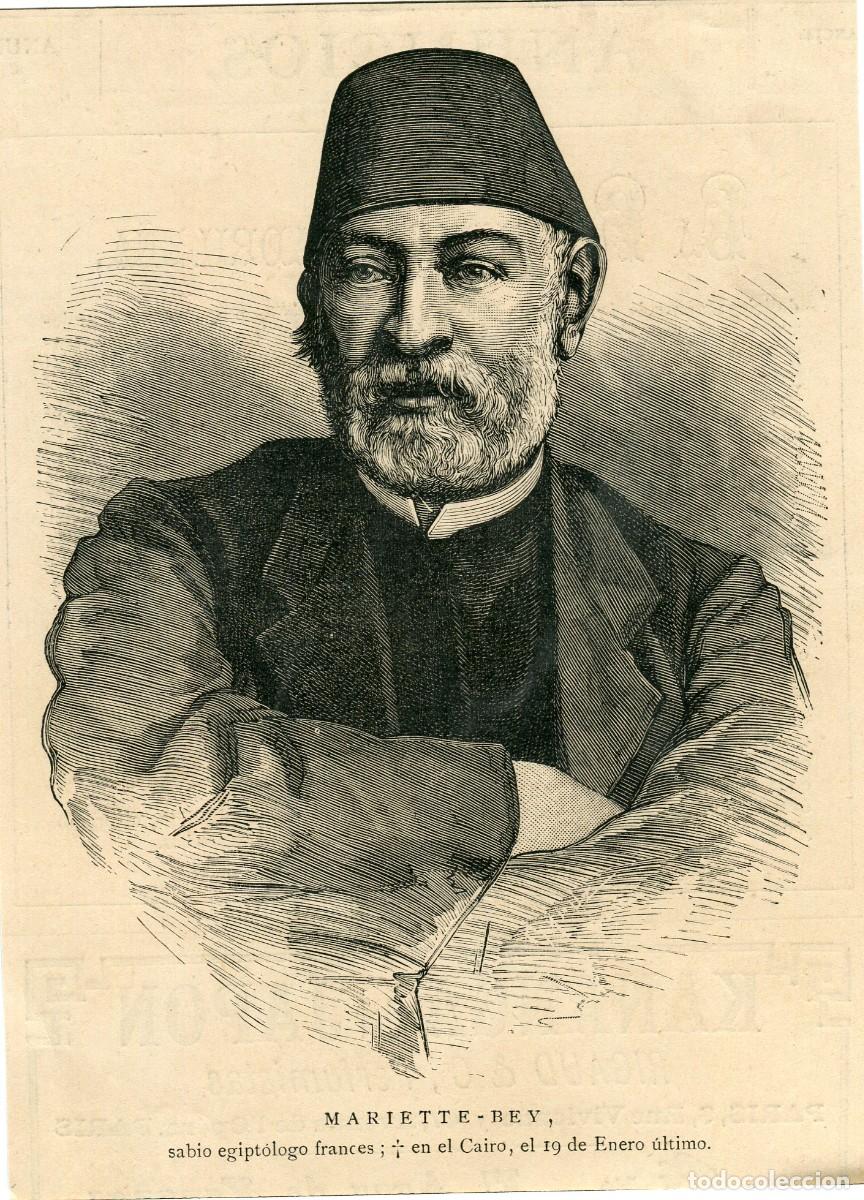 Arte: Mariette-Bey sabio egipt&oacute;logo franc&eacute;s. Grabado a madera