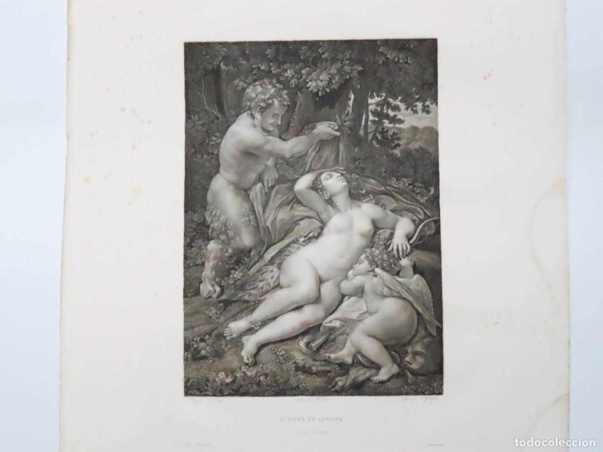 Arte: GRABADO ANTIGUO ORIGINAL J&Uacute;PITER Y ANT&Iacute;OPE MITOLOG&Iacute;A S&Aacute;TIRO Y VENUS