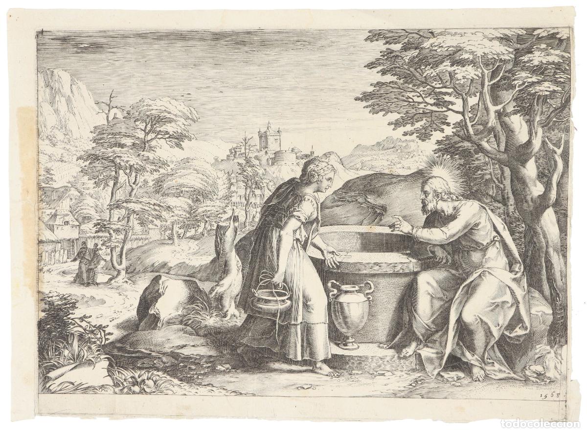 Arte: Cristo y la samaritana - Cort, Cornelius (1533-1578) - Foto 1