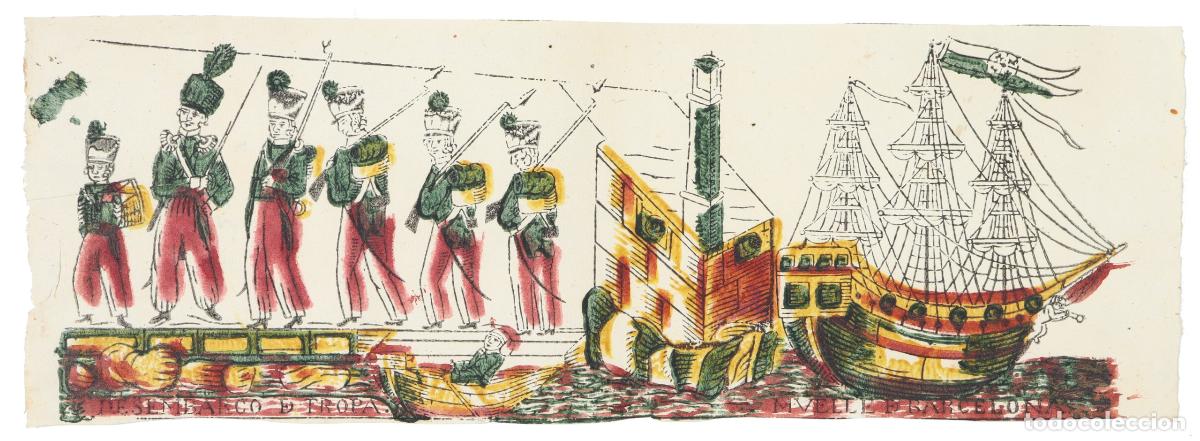 Arte: Desembarco de tropa. Muelle de Barcelona