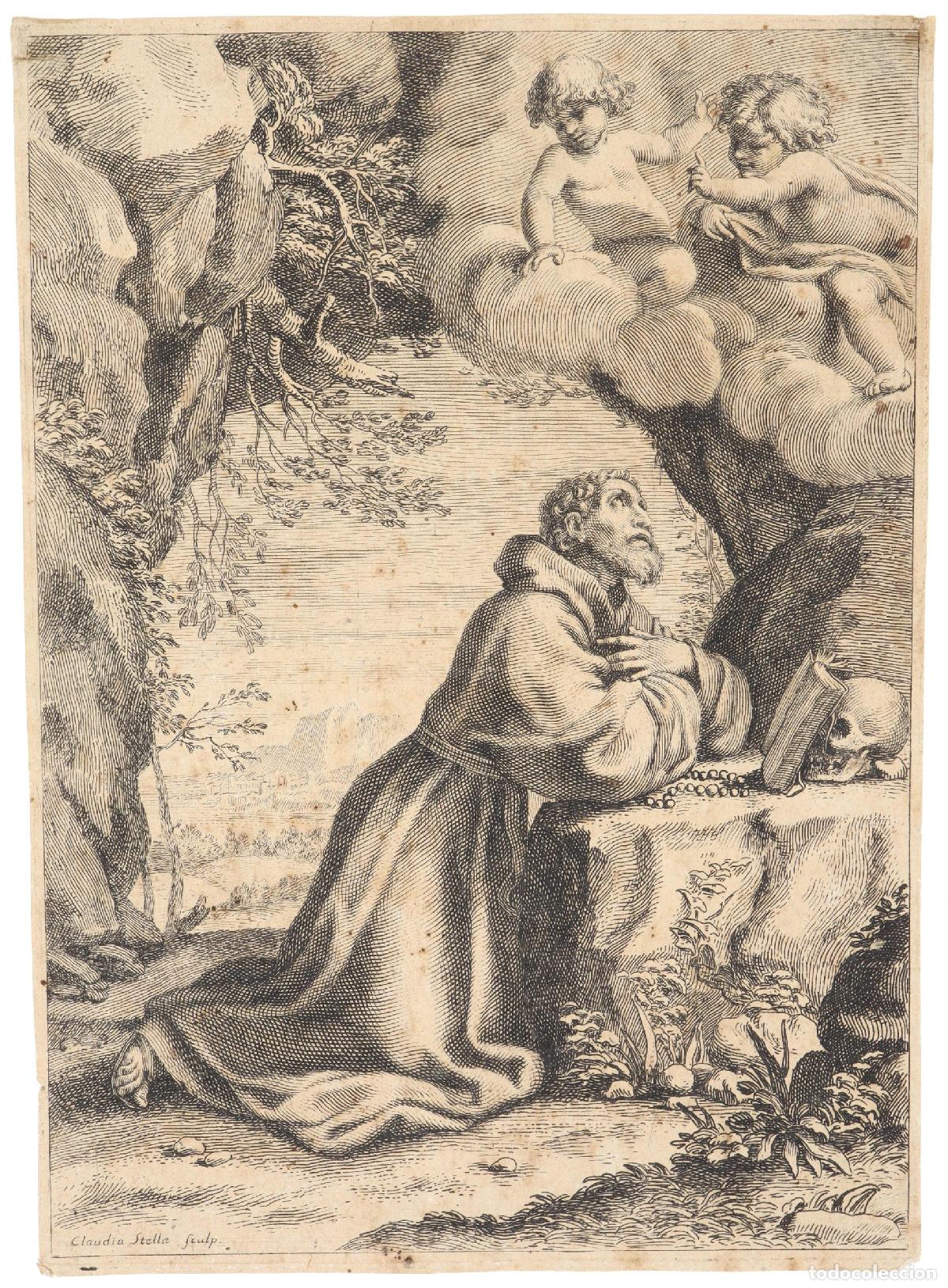 Arte: Santo ermita&ntilde;o - Stella, Claudia (1636-1697) - Foto 1