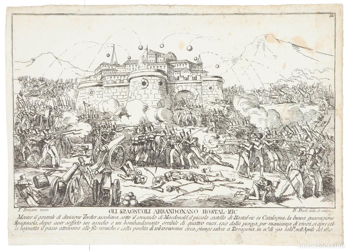 Arte: Vistas de la Guerra Napole&oacute;nica en Girona y Hostalric - Pinelli, Bartolomeo (1785-1831)