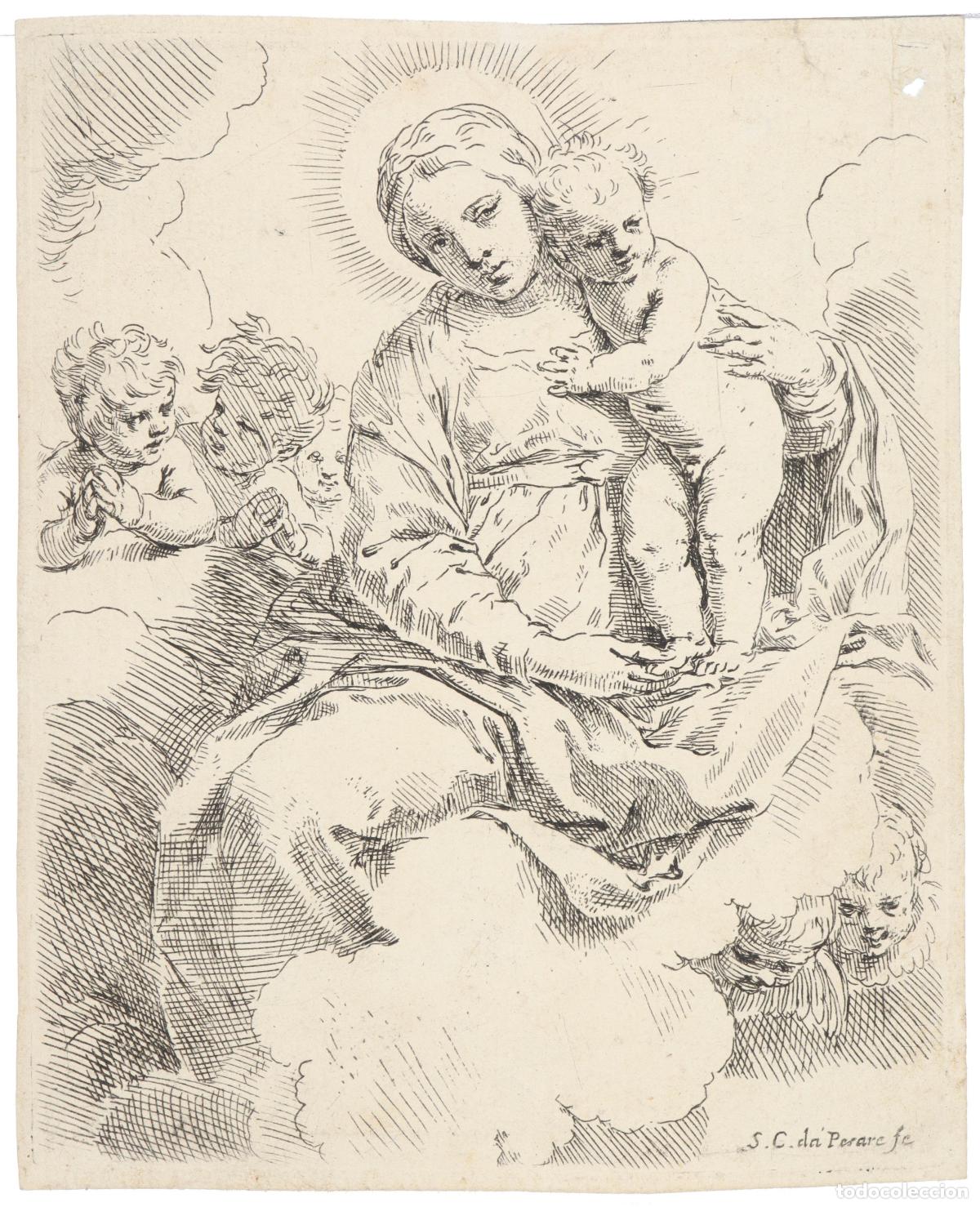 Arte: Virgen con ni&ntilde;o - Cantarini, Simone (1612-1648) - Foto 1