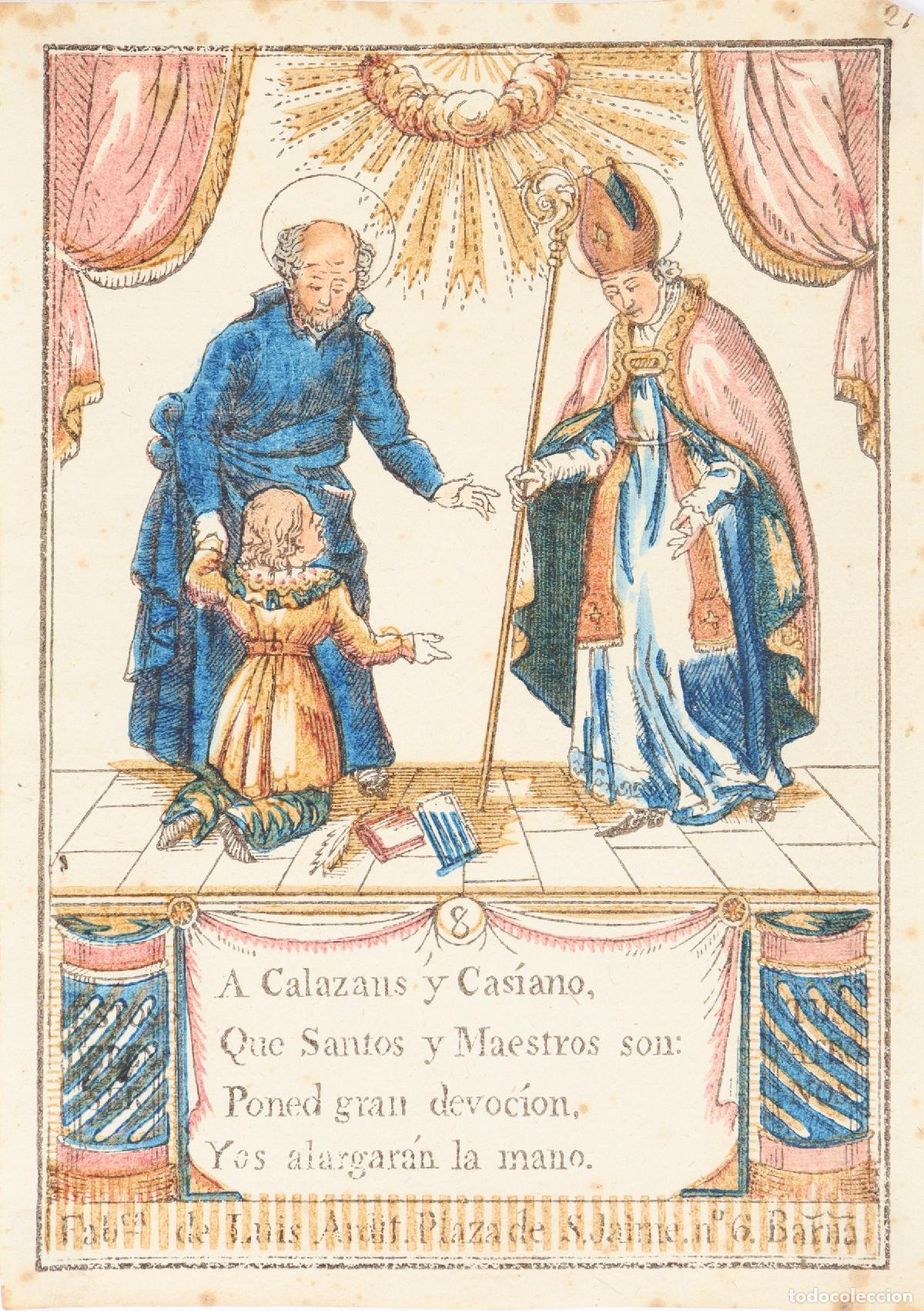 Arte: A calazans y Cas&iacute;ano, que Santos y Maestros son: Poned gran devoci&oacute;n, Yos alargar&aacute;n la mano - Fabric
