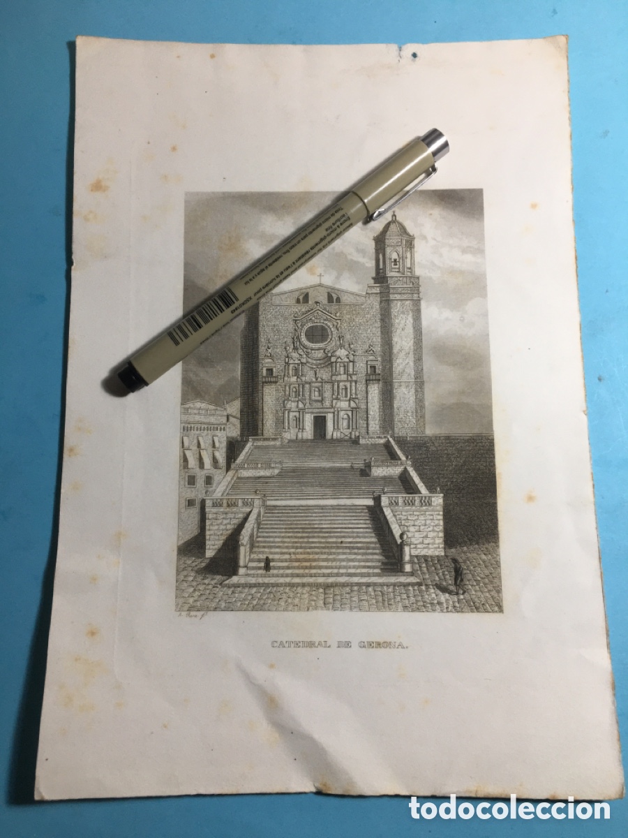 Arte: XIX GRABADO A. ROCA CATEDRAL DE GIRONA - Foto 1