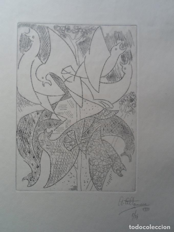 Kunst: Aldo Altomare (Italia 1923-Suecia 2003) grabado 14x20 papel 47x33cms poema LORCA Cazador