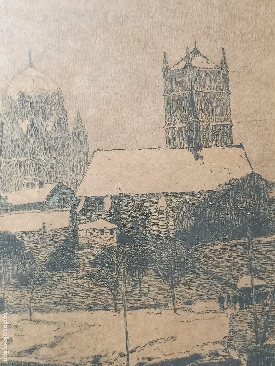Arte: Grabado antiguo de puerto. - Foto 3