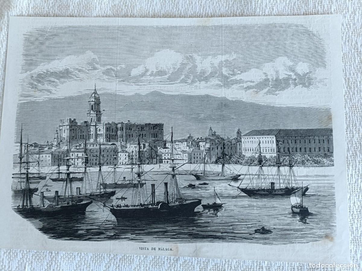 Arte: Grabado Vista de M&aacute;laga - Foto 1