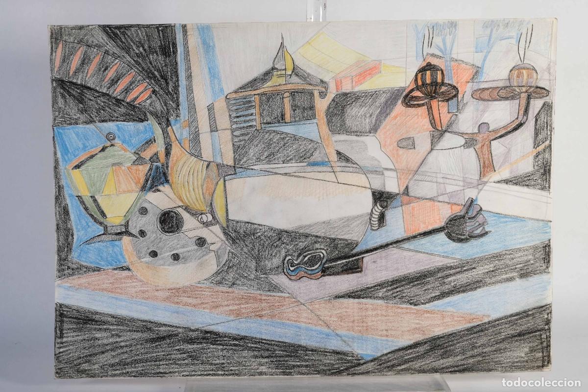 Arte: Dibujo a ceras estilo cubista Bodeg&oacute;n objetos - Foto 2