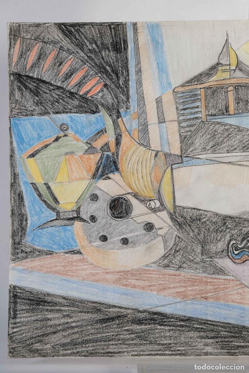 Arte: Dibujo a ceras estilo cubista Bodeg&oacute;n objetos - Foto 3