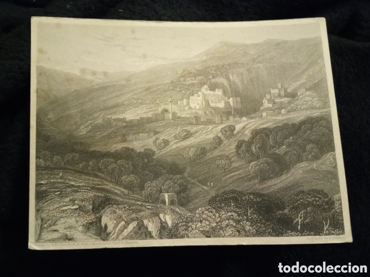 Arte: Antiguo grabado de E.Finden ,mide 14'5x10'9cm