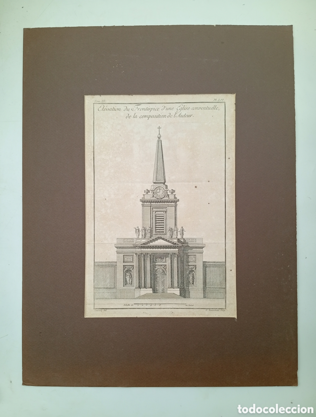 Arte: Grabado franc&eacute;s de arquitectura XVIII - Foto 1