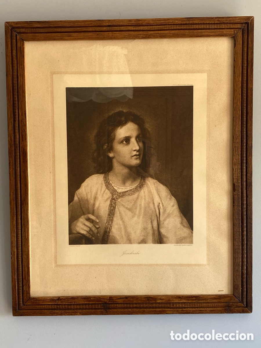Arte: Grabado con marco de madera antiguo - Foto 3