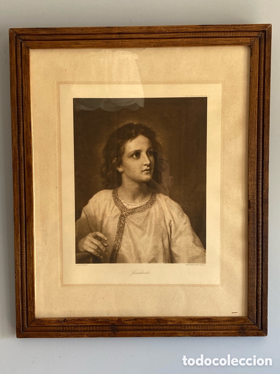 Arte: Grabado con marco de madera antiguo - Foto 1