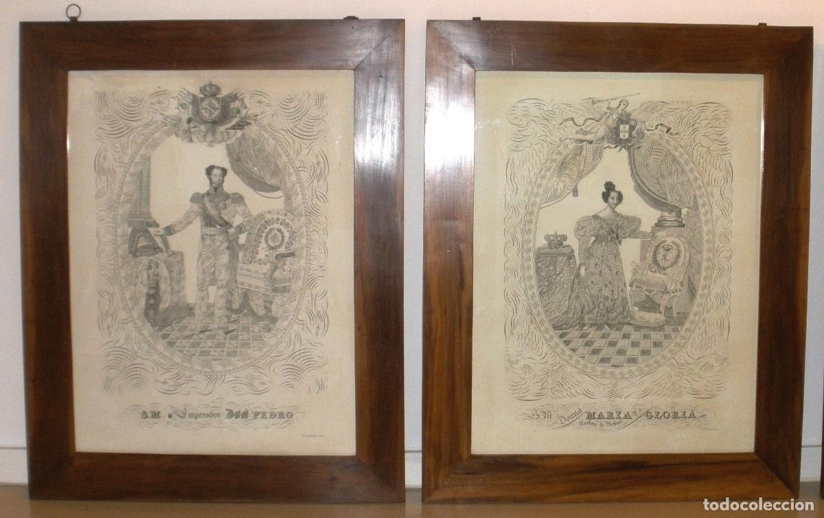 Art: Emperador don Pedro y Maria Gloria - Grondona, A. Gotardo (activo entre 1830 y 1853)