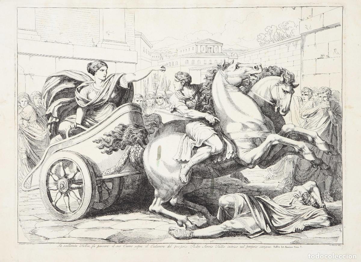 Art: T&uacute;lia pasa sobre el cad&aacute;ver de Servio Tulio - Pinelli, Bartolomeo (1785-1831)