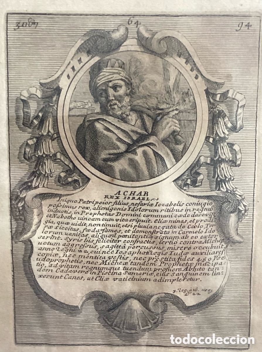 Arte: Grabado original de Reyes y Profetas Antiguo Testamento - Foto 2