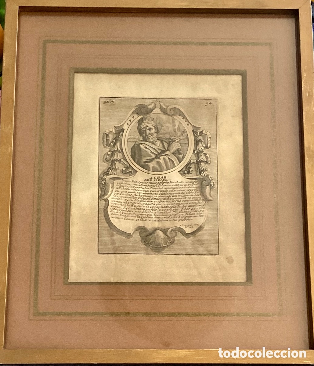 Arte: Grabado original de Reyes y Profetas Antiguo Testamento - Foto 1