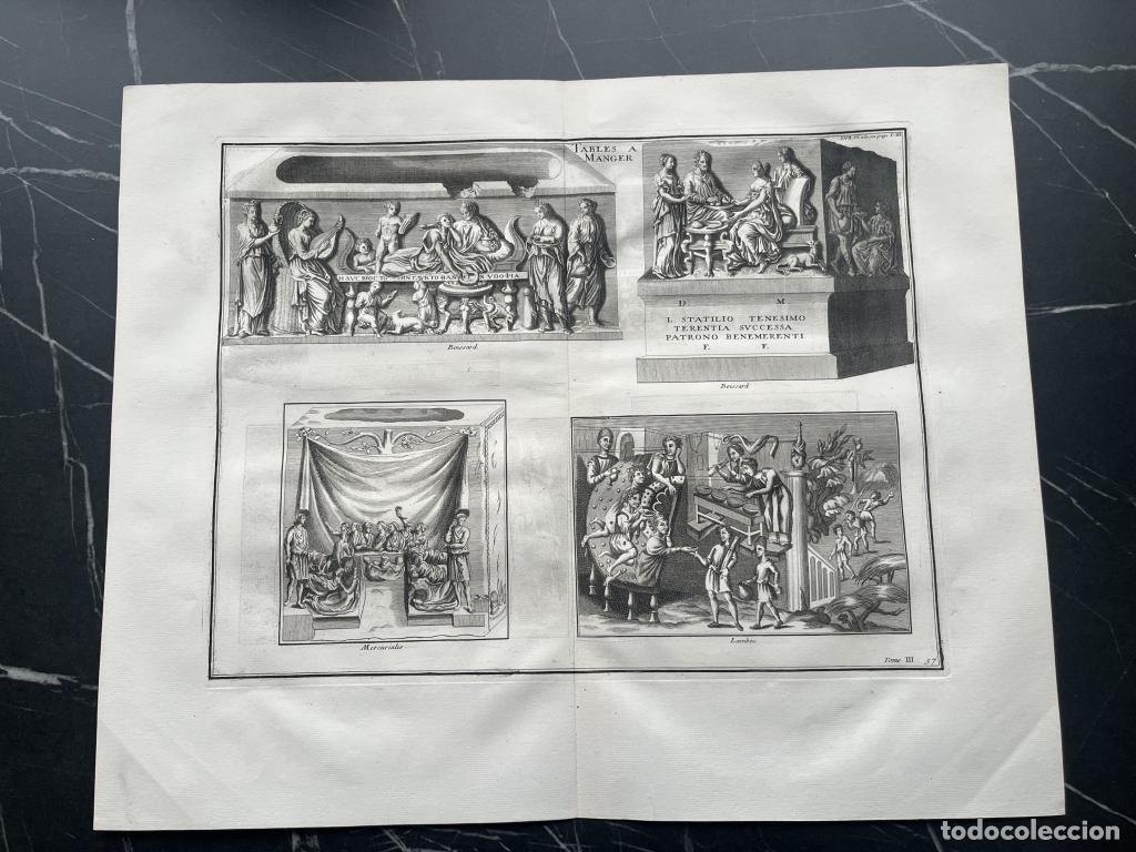 Arte: TIPOS DE MESAS DE COMER DE &Eacute;POCA ROMANA, 1719. MONTFAUCON - Foto 2
